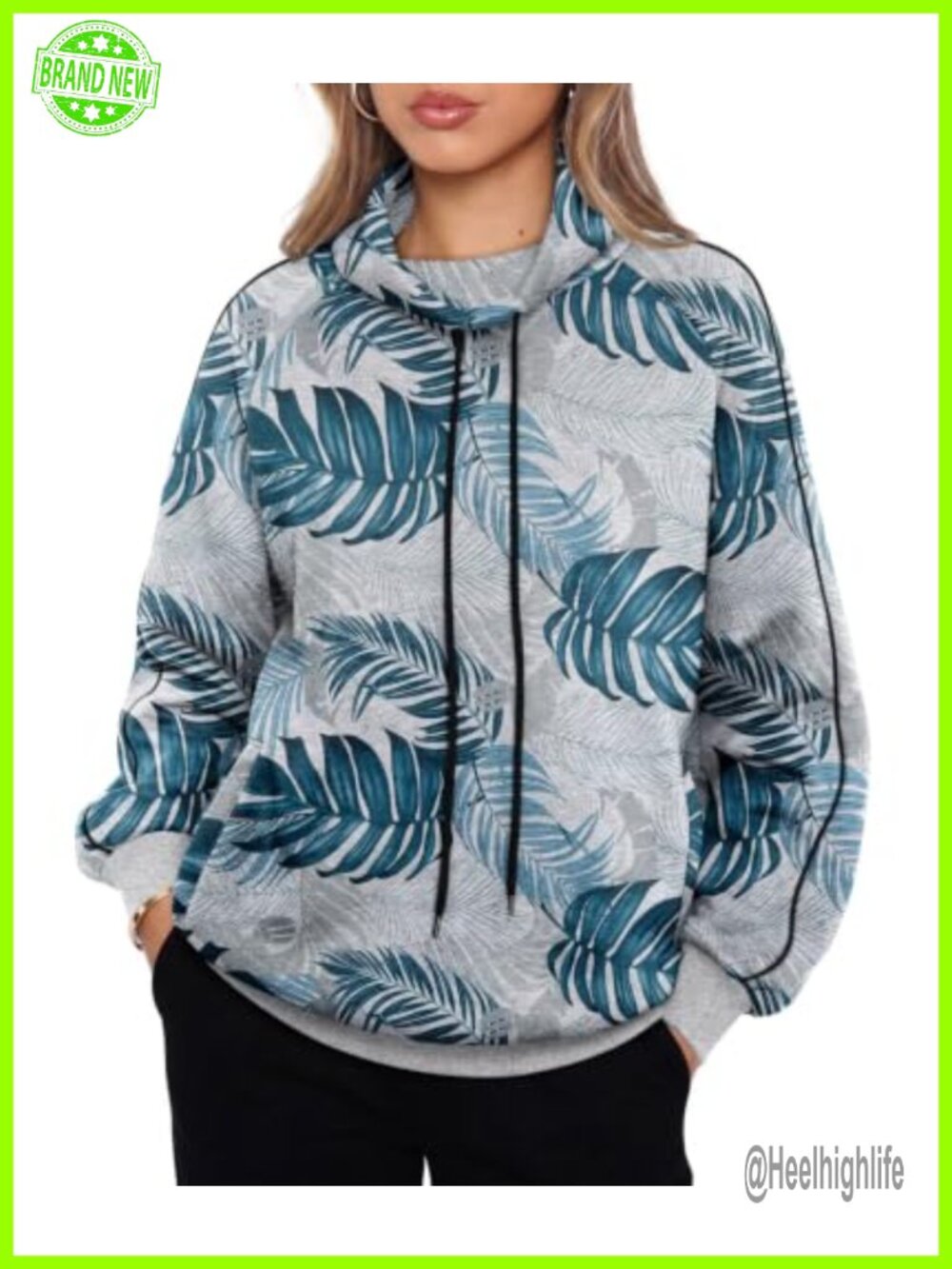 Mock Neck Fleece Pullover Sweatshirt Side Pockets